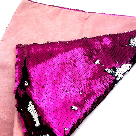 Throw Pillow Case Cover 15x15 inches Sequin Home decor Pink Silver Zipper - Picture 5 of 6